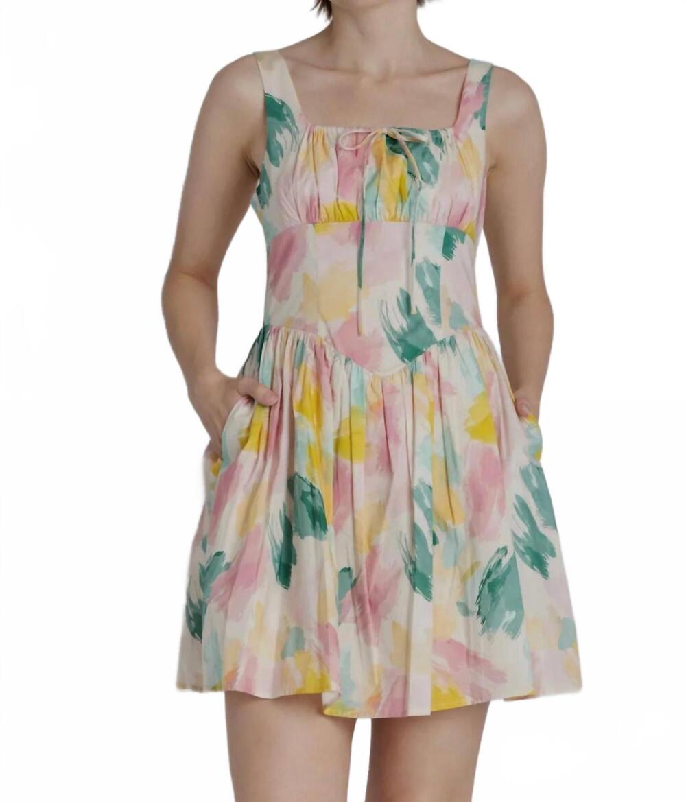 NEW AUREUM women's watercolor mini dress in multicolor